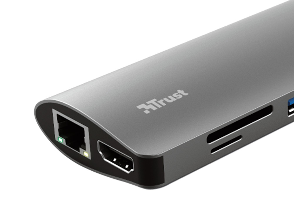 TRUST - Adaptador dalyx 7 en 1 multipuerto usb-c / hdmi / 2x usb-a / network / micro / micro sd / ethernet (Ref. 23775)