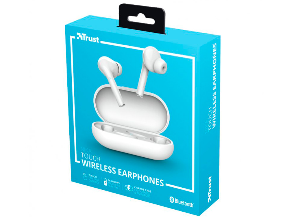 TRUST - Auricular nika inalambrico bluetooth con estuche de carga color blanco (Ref. 23705)