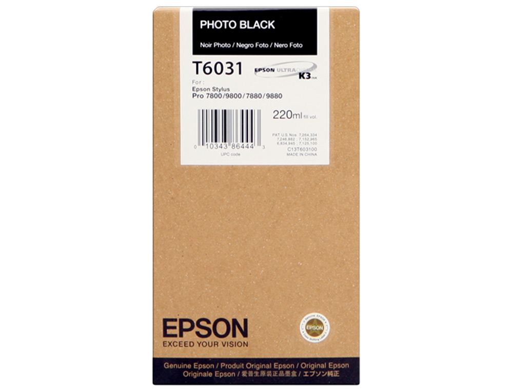 EPSON - Ink-jet gf stylus pro 7880/9880 negro photo (Ref. C13T603100)
