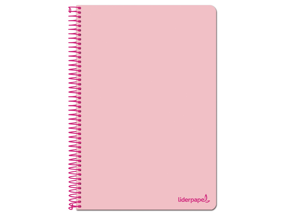LIDERPAPEL - CUADERNO ESPIRAL FOLIO WRITE TAPA BLANDA 80H 60GR CUADRO 4MM CON MARGEN COLOR ROSA