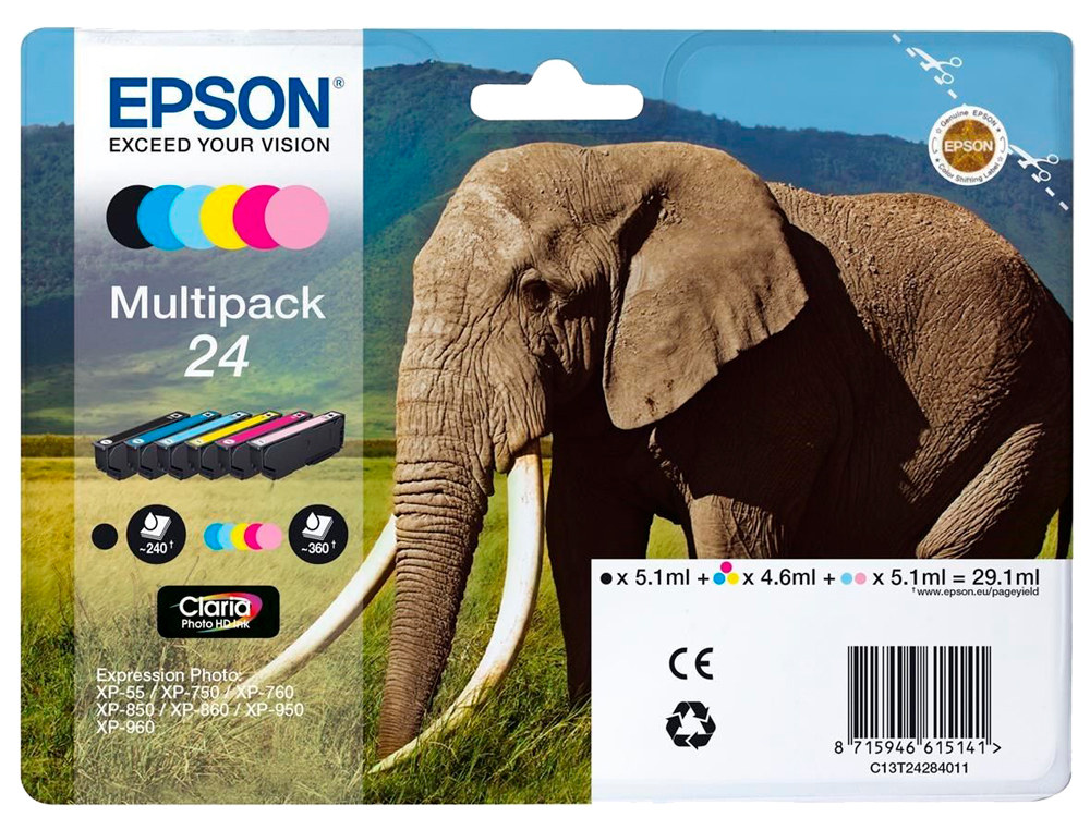 EPSON - CARTUCHO DE TINTA Nº 24 MULTIPACK PK6 C13T24284021 (Ref.C13T24284011)