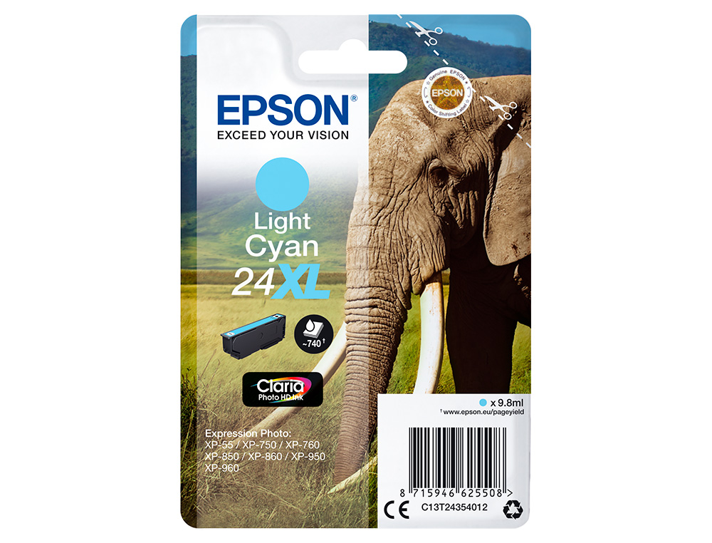 EPSON - cartucho inkjet cián claro CLARIA PHOTO 24XL 740P XP-55/7XX/8XX/9XX (Ref.C13T24354012)