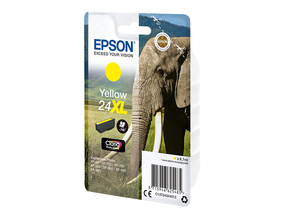 EPSON - cartucho inkjet amarillo CLARIA PHOTO 24XL 740P XP-55/7XX/8XX/9XX (Ref.C13T24344012)