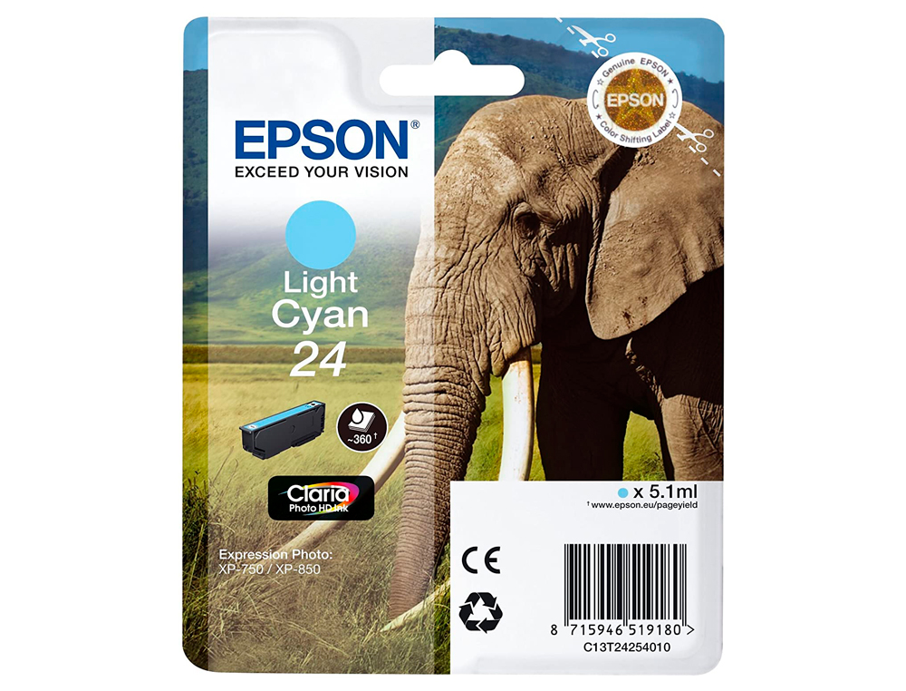 EPSON - cartucho inkjet cián claro CLARIA PHOTO 24 360P XP-55/7XX/8XX/9XX (Ref.C13T24254012)