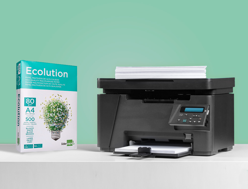 LIDERPAPEL - PAPEL FOTOCOPIADORA ECOLUTION - DIN A4 - 80g - PAQUETE 500 HOJAS (Ref.FT02)