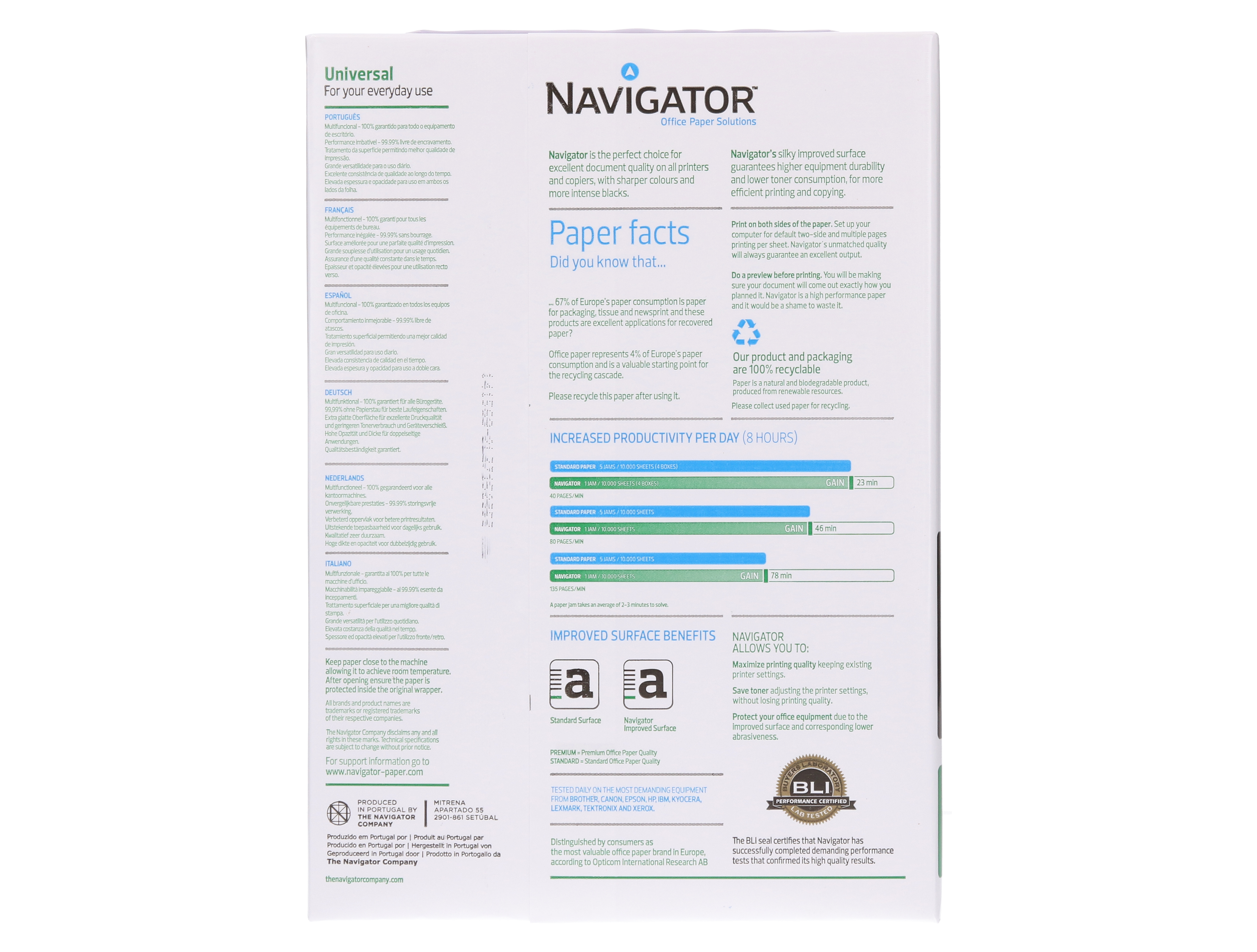 NAVIGATOR - Universal. Papel multifuncion 500h 80 g. A4 (Ref.0472UN)