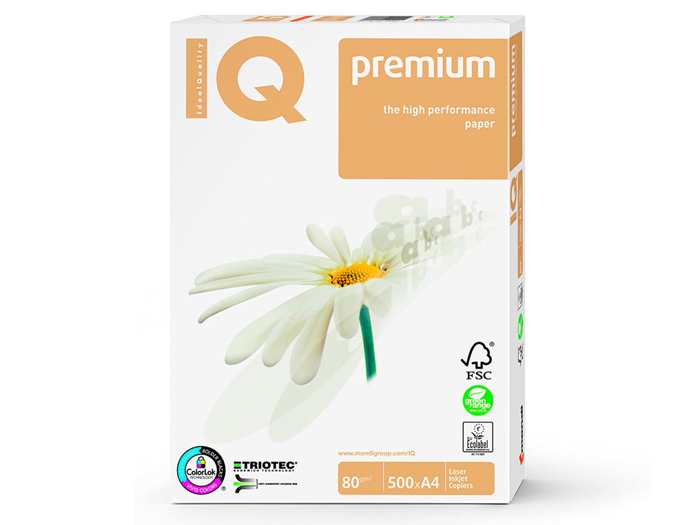IQ - PAPEL FOTOCOPIADORA PREMIUM DIN A4 80 GRAMOS PAQUETE DE 500 HOJAS (Ref.IP8030)