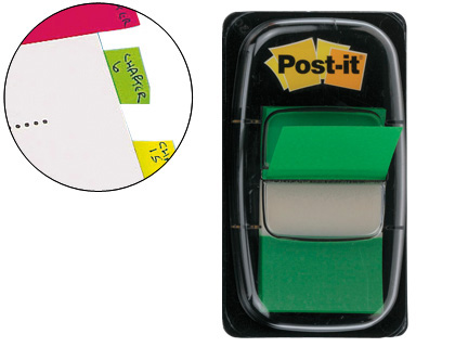 POST-IT - BANDERITAS ADHESIVAS 25,4 x 43,1 - VERDE (Ref.680-3/7000029856)