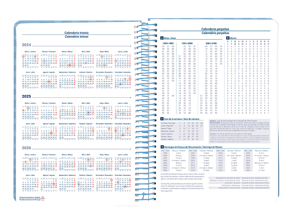 LIDERPAPEL - AGENDA ANUAL 2025 - SYROS - Espiral - Día Página - A5 148x210mm - MORADA (Ref.170423) (copia)