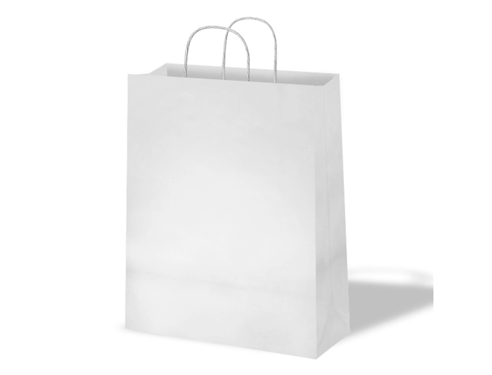 BLANCA - Bolsa de papel basika celulosa blanco asa retorcida tamaño \"l\" 320x140x400 mm (Ref. 02104013)