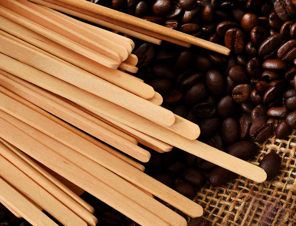 BLANCA - Paletina agitadora de madera 14 cm para el cafe con funda individual bolsa de 1000 unidades (Ref. 160286)