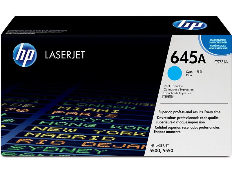 HP ( HEWLETT PACKARD ) - Toner Laser ORIGINALES 645A Cyan 12.000pg (Ref.C9731A)