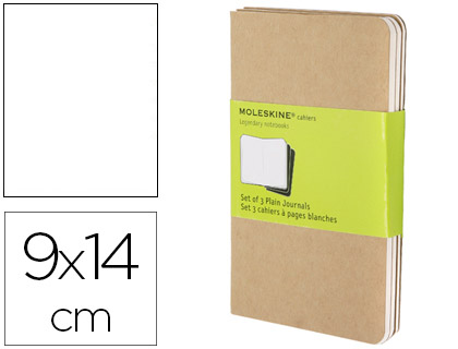MOLESKINE - CUADERNO TAPA DURA LISO 64 HOJAS CON 16 HOJAS DESMONTABLES COLOR KRAFT PACK DE 3 UNIDADES 90X140 MM (Ref.QP413)