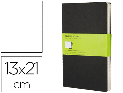 MOLESKINE - CUADERNO TAPA DURA LISO 80 HOJAS CON 16 HOJAS DESMONTABLES COLOR NEGRO PACK DE 3 UNIDADES 130X210 MM (Ref.QP318)