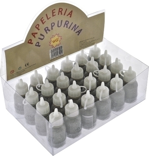 ABACO - PURPURINA COLA (bote) PLATA EXPOSITOR de 24 (Ref.452/48290)