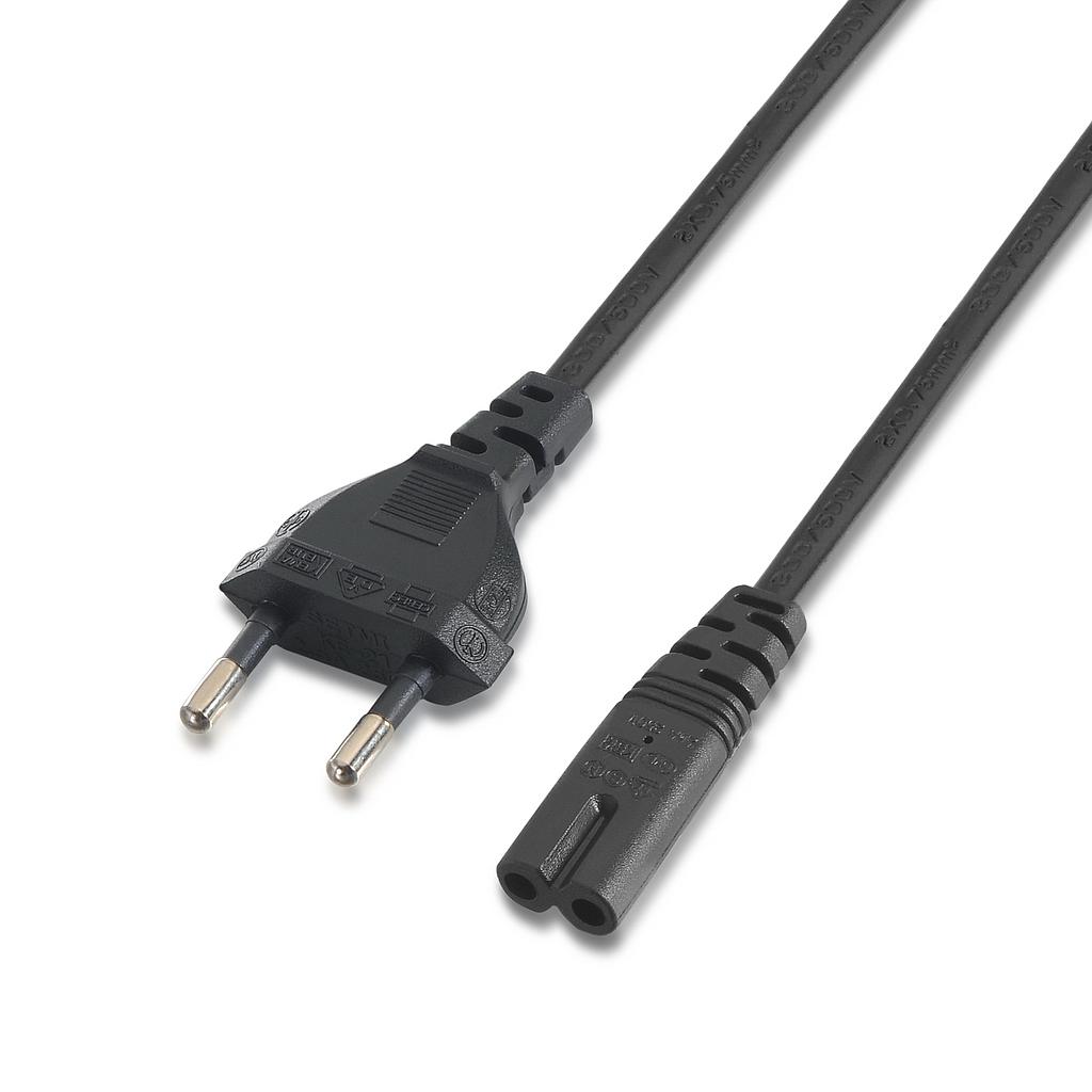 AISENS - CABLE ALIMENTACIÓN FORMA 8, CEE7/16/M-C7/H, NEGRO, 1.5M (Ref.A132-0173)