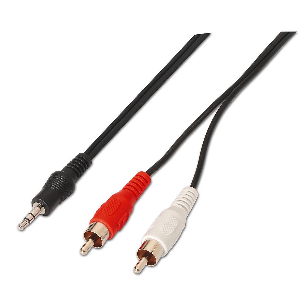 AISENS - CABLE AUDIO ESTÉREO, JACK 3.5/M-2XRCA/M, NEGRO, 3.0M (Ref.A128-0148)