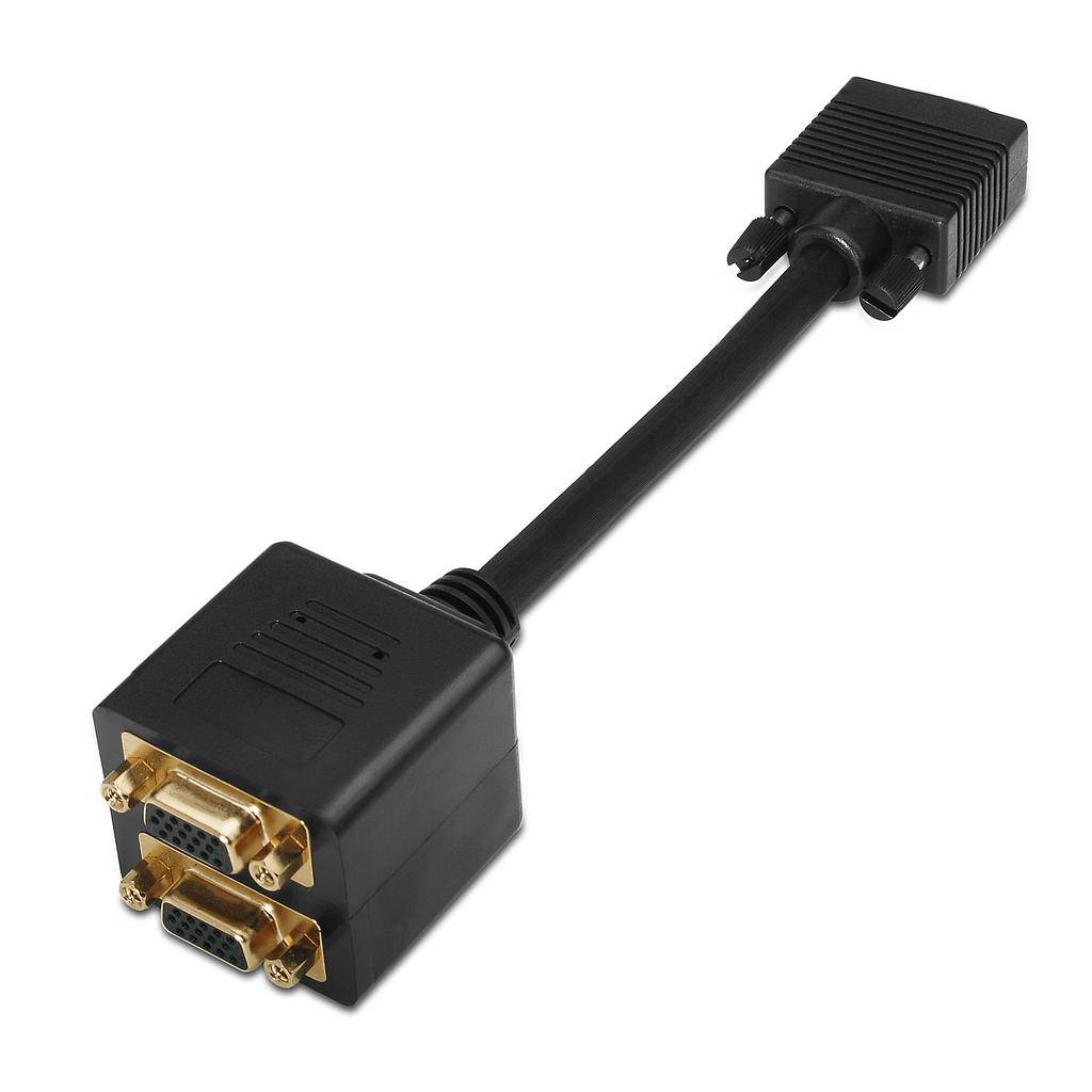 AISENS - CABLE BIFURCADOR SVGA(3C+9), HDB15/M-2XHDB15/H, ORO, 20 CM (Ref.A113-0080)
