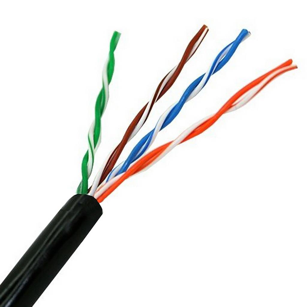 AISENS - CABLE DE RED EXTERIOR IMPERMEABLE RJ45 CAT.5E UTP RÍGIDO AWG24, NEGRO, 305M (Ref.A133-0213)