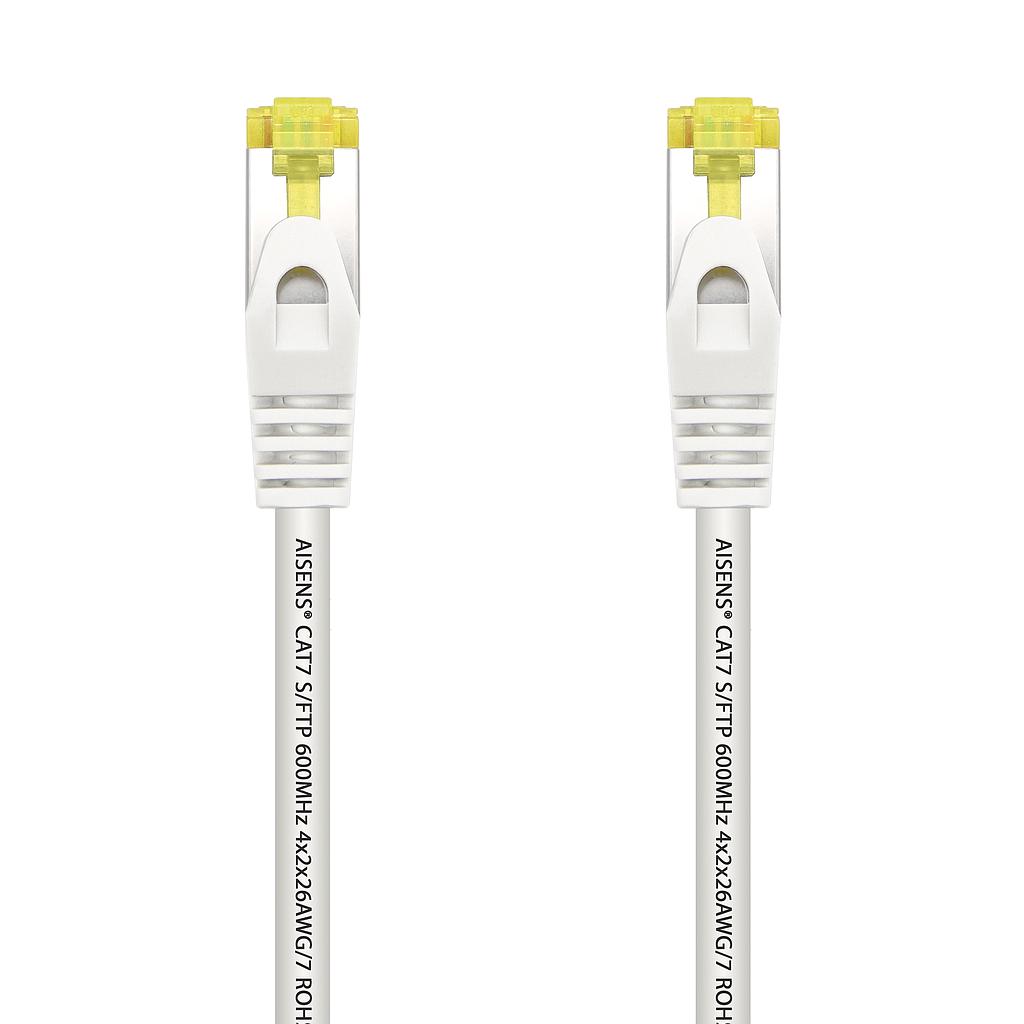 AISENS - CABLE DE RED LATIGUILLO RJ45 LSZH CAT.7 600 MHZ S/FTP PIMF AWG26, BLANCO, 0.5M (Ref.A146-0489)
