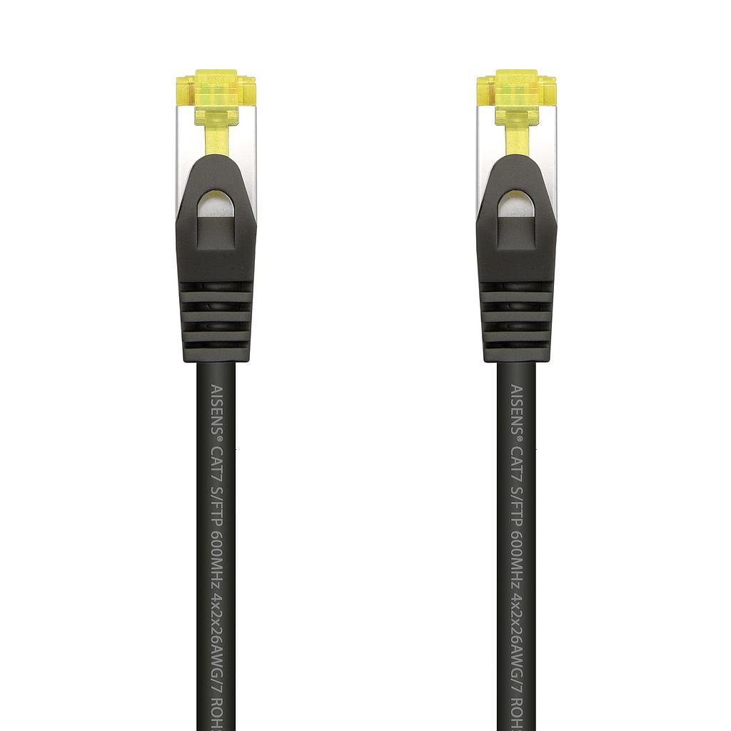 AISENS - CABLE DE RED LATIGUILLO RJ45 LSZH CAT.7 600 MHZ S/FTP PIMF AWG26, NEGRO, 25CM (Ref.A146-0484)