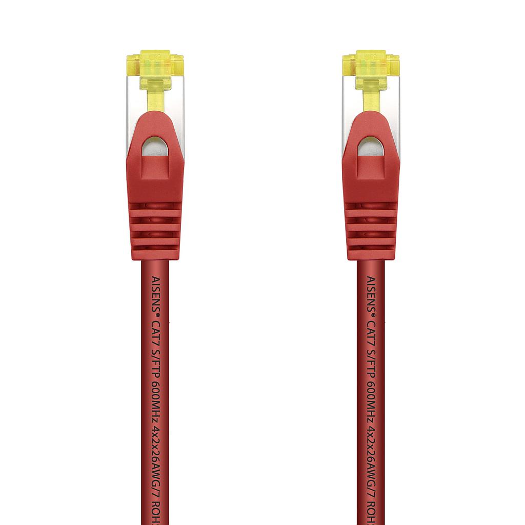 AISENS - CABLE DE RED LATIGUILLO RJ45 LSZH CAT.7 600 MHZ S/FTP PIMF AWG26, ROJO, 0.5M (Ref.A146-0469)