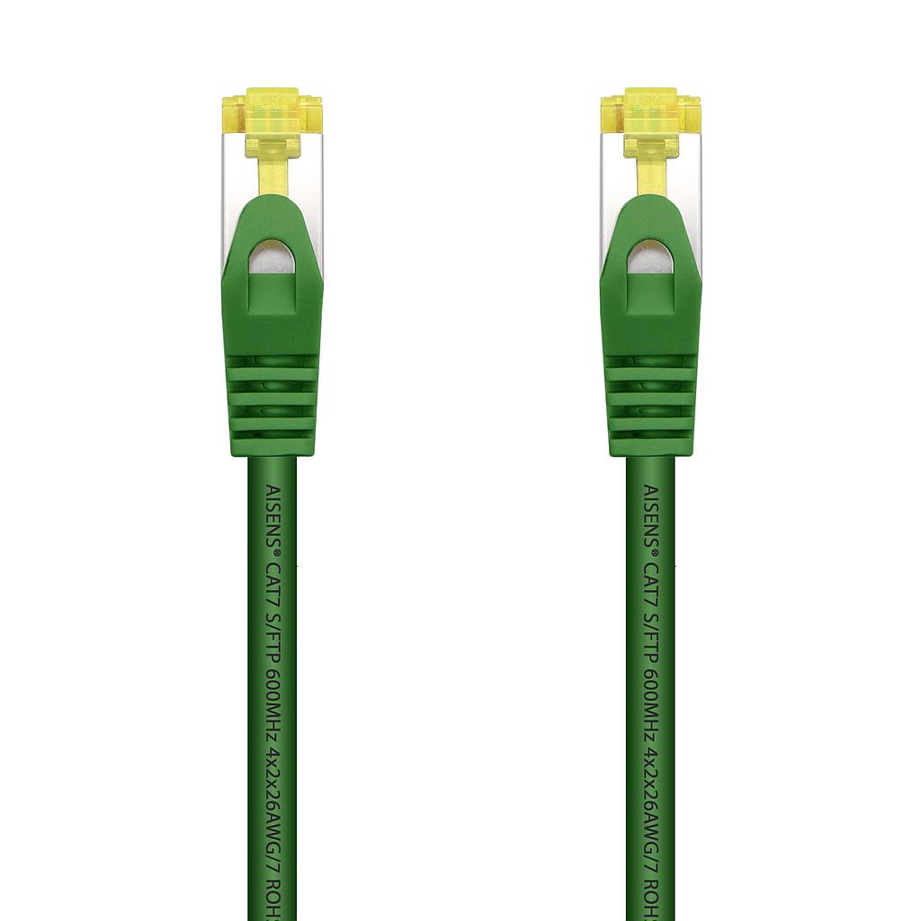 AISENS - CABLE DE RED LATIGUILLO RJ45 LSZH CAT.7 600 MHZ S/FTP PIMF AWG26, VERDE, 1.0M (Ref.A146-0482)