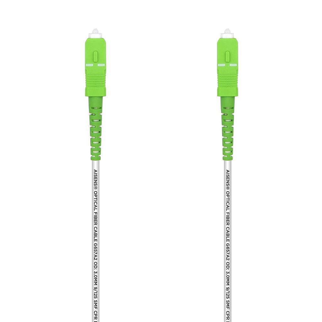 AISENS - Cable Fibra Optica Latiguillo G657A2 3.0 9/125 SMF SIMPLEX CPR DCA LSZH, SC/APC-SC/APC, BLANC (Ref.A152-0495)