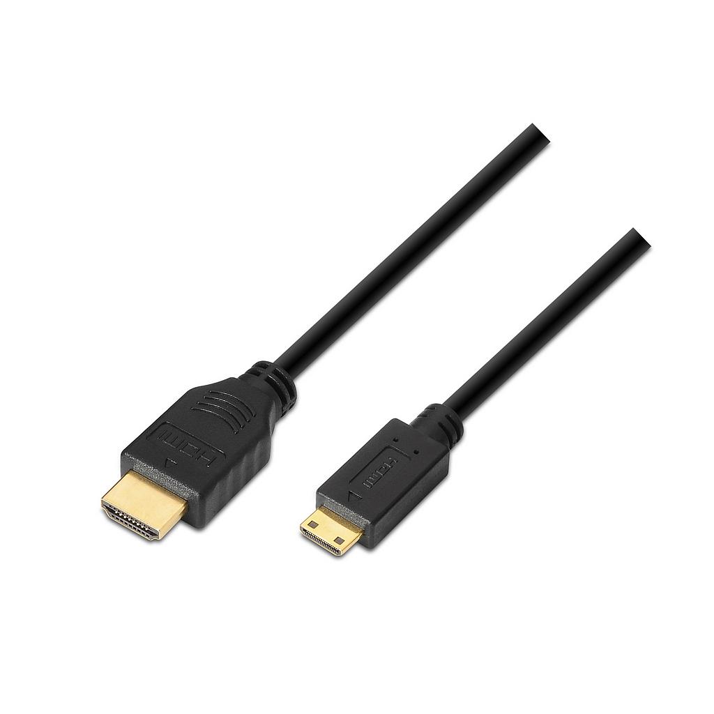 AISENS - CABLE HDMI A MINI HDMI ALTA VELOCIDAD / HEC, A/M-C/M, NEGRO, 1.8M (Ref.A119-0114)