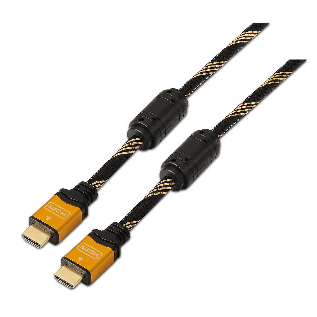 AISENS - CABLE HDMI ALTA VELOCIDAD / HEC CON FERRITA, A/M-A/M, ORO, 1.8M (Ref.A119-0111)