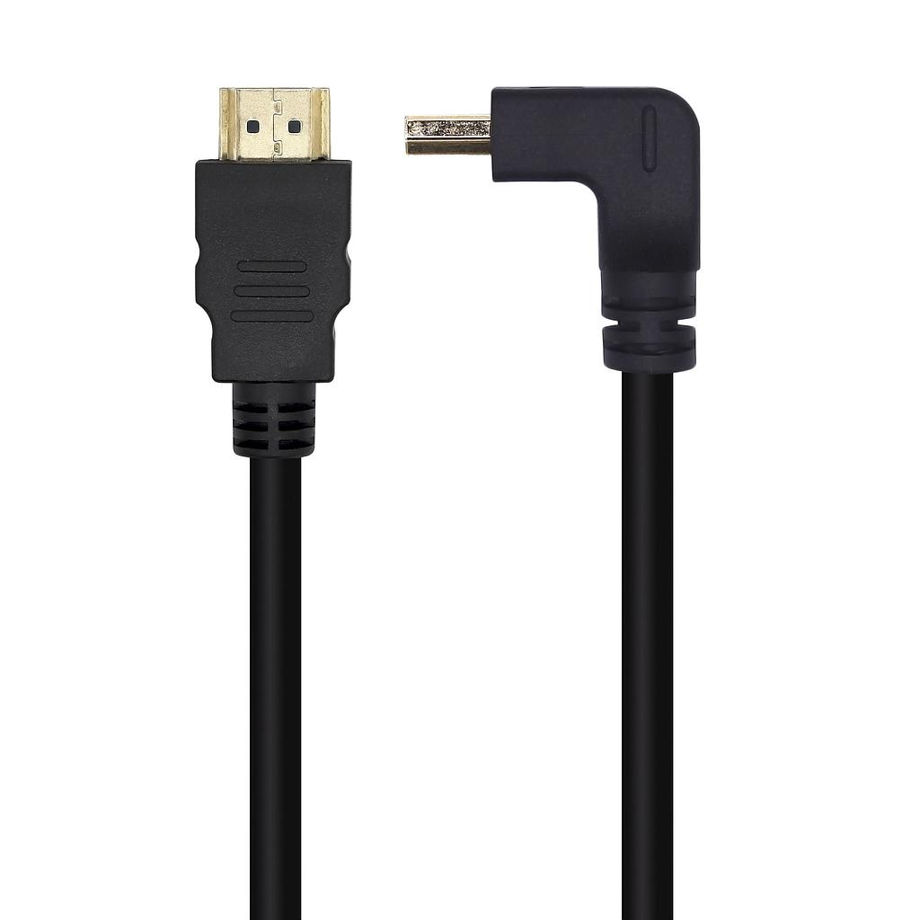 AISENS - CABLE HDMI V2.0 ACODADO PREMIUM ALTA VELOCIDAD / HEC 4K@60HZ 18GBPS, A/M-A/M, NEGRO, 2.0M (Ref.A120-0457)