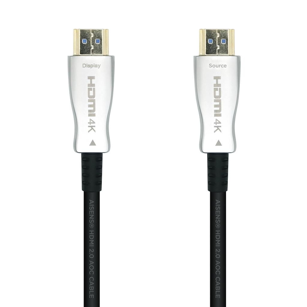 AISENS - CABLE HDMI V2.0 AOC PREMIUM ALTA VELOCIDAD / HEC 4K@60HZ 18GBPS, A/M-A/M, NEGRO, 15M (Ref.A148-0377)