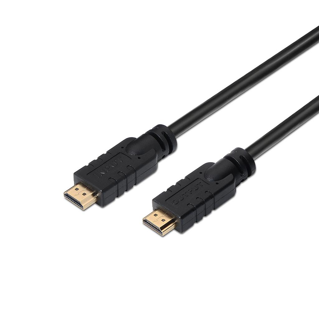 AISENS - CABLE HDMI V2.0 PREMIUM ALTA VELOCIDAD / HEC 4K@60HZ 18GBPS CON REPETIDOR, A/M-A/M, NEGRO, (Ref.A120-0374)