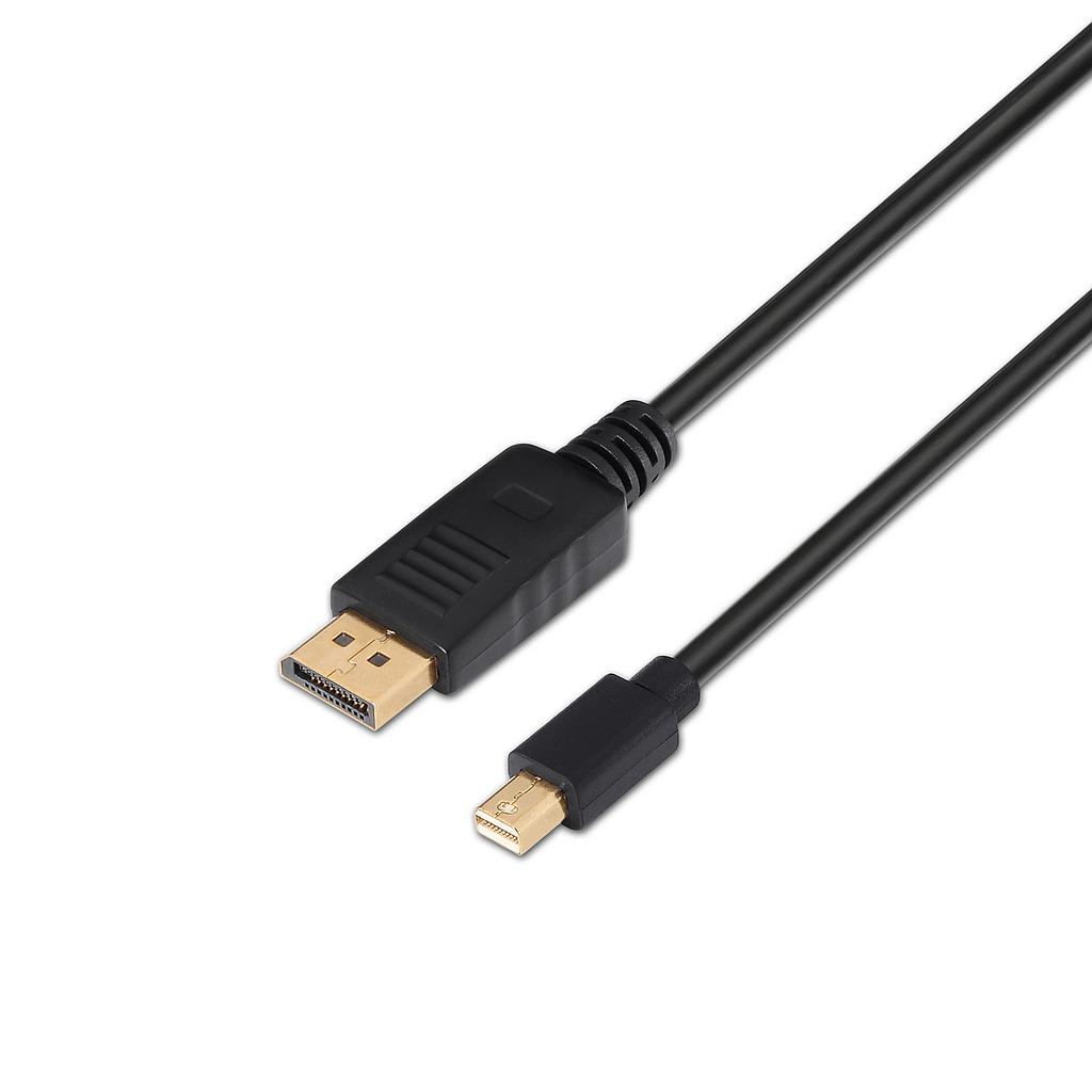AISENS - CABLE MINI DP A DISPLAYPORT V1.2 4K@60HZ, MDP/M-DP/M, NEGRO, 2.0M (Ref.A124-0131)