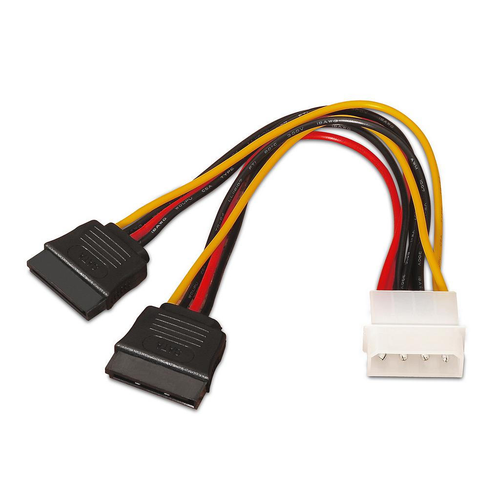 AISENS - CABLE SATA ALIMENTACIÓN, MOLEX 4PIN/M-2XSATA/H, 20CM (Ref.A131-0161)