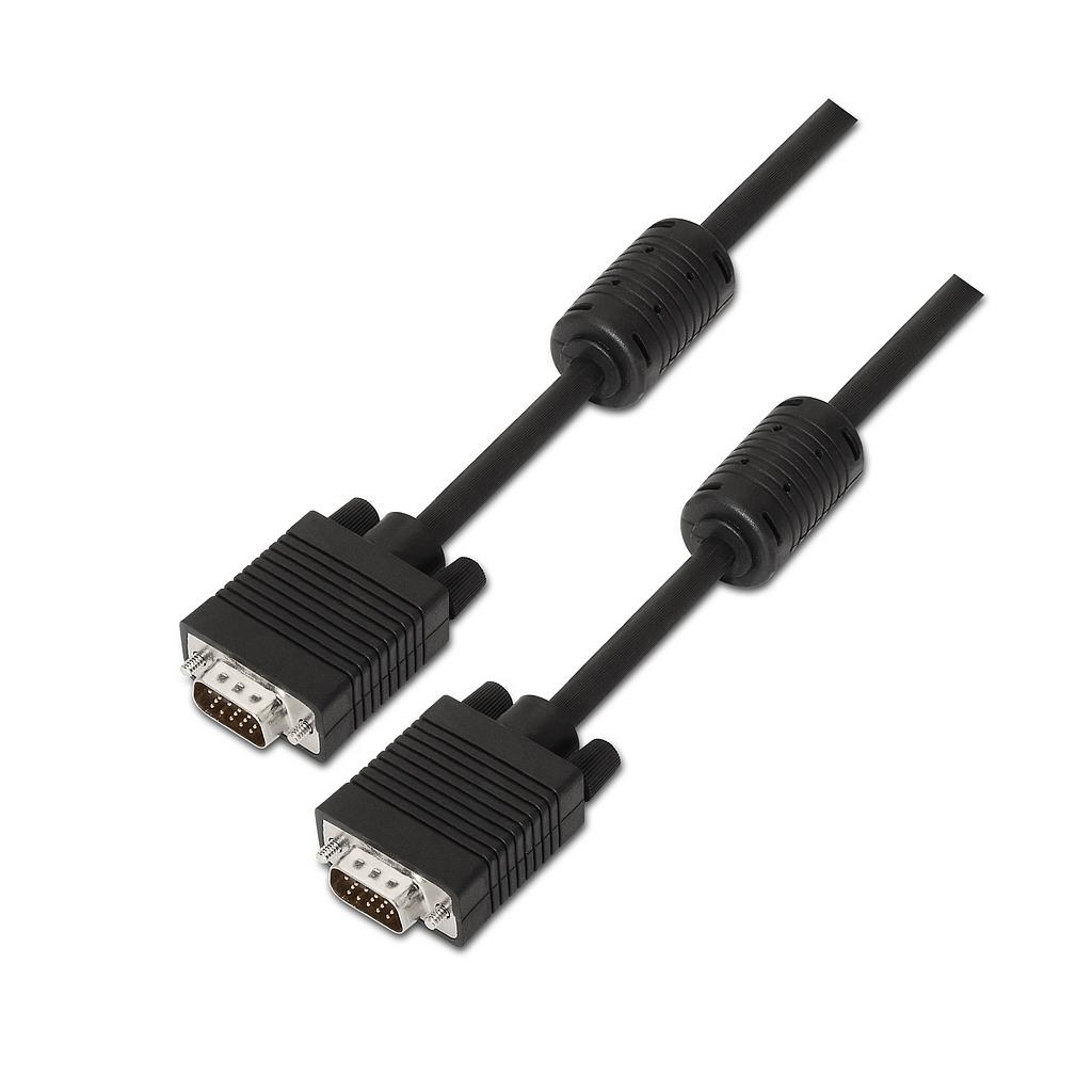 AISENS - CABLE SVGA CON FERRITA, HDB15/M-HDB15/M, NEGRO, 20M (Ref.A113-0076)