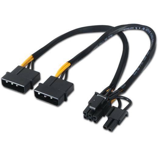 AISENS - CABLE TARJETA GRÁFICA 2XMOLEX 4PIN/M - PCI-E (MOLEX 6+2PIN)/M NEGRO 20CM (Ref.A131-0165)