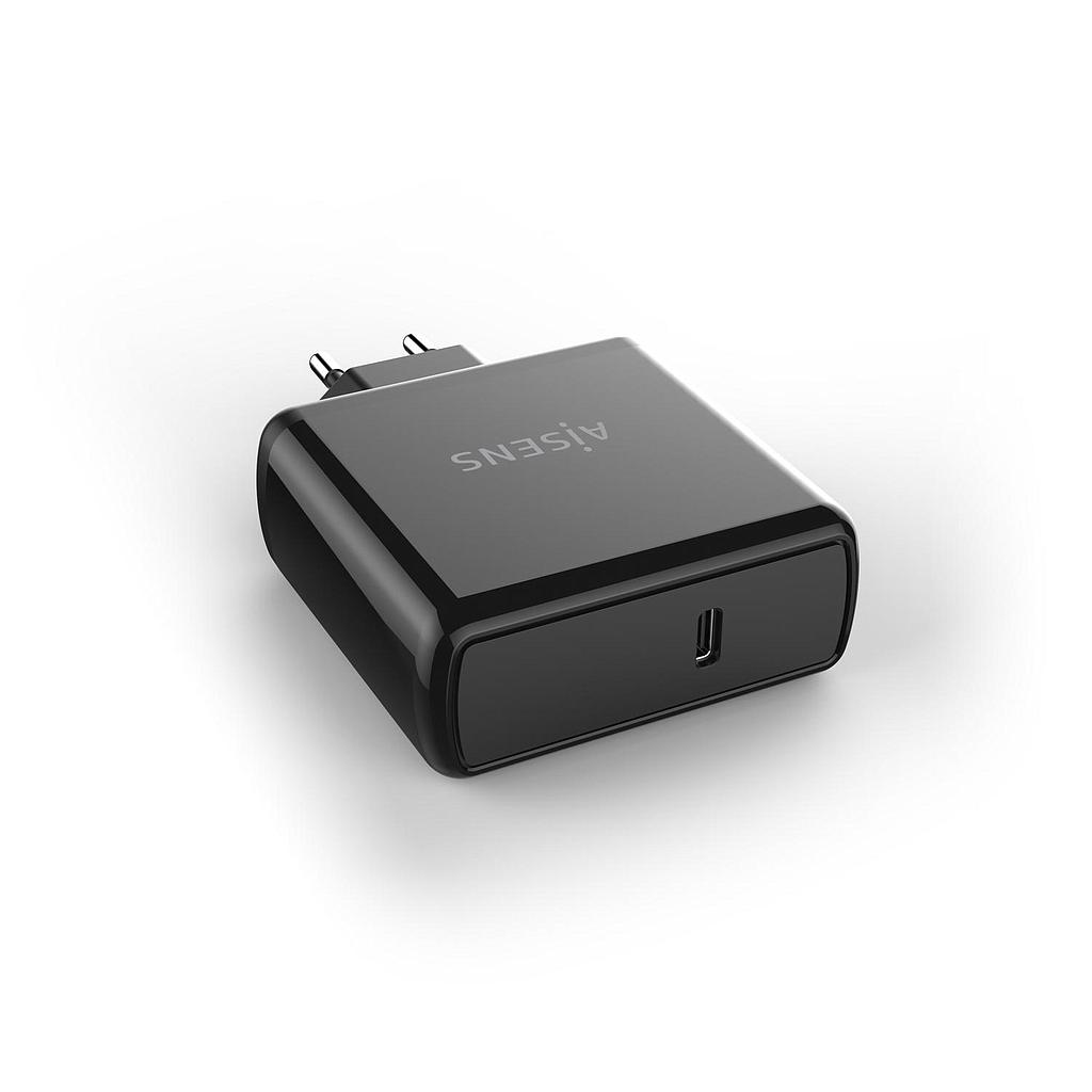 AISENS - CARGADOR PD3.0 QC3.0 1XUSB-C 60W BLACK (Ref.ASCH-1PD60-BK)