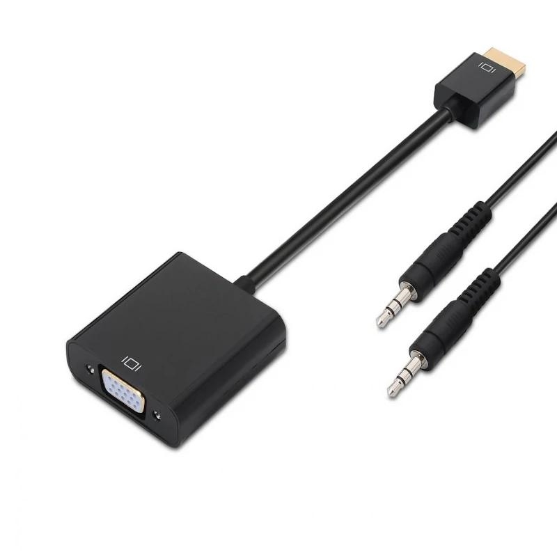 AISENS - CONVERSOR HDMI A SVGA + AUDIO, HDMI A/M - SVGA/H + JACK 3.5/H NEGRO 10CM+1,0M (Ref.A122-0126)