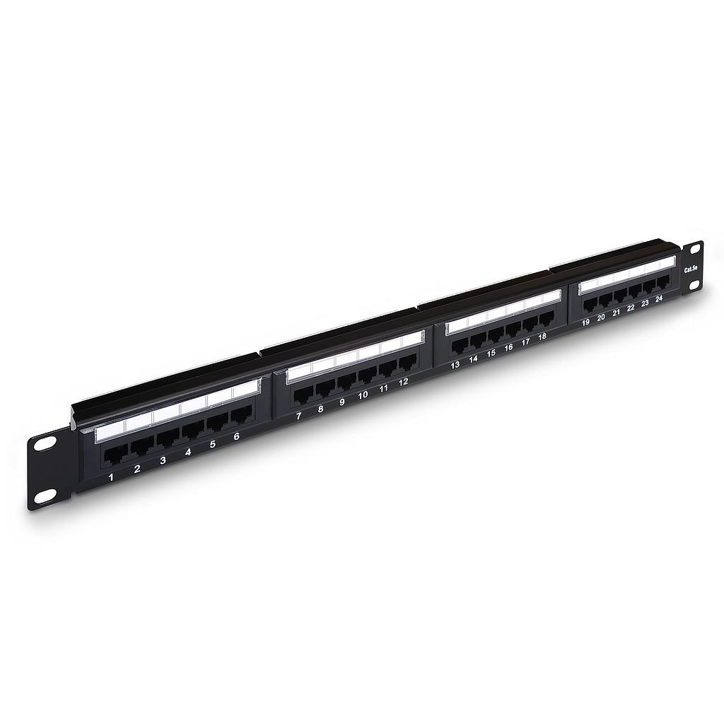 AISENS - PANEL DE PARCHEO DE 24 PUERTOS RJ45 CAT.5E UTP, 19 1U DUAL IDC, NEGRO (Ref.A141-0307)