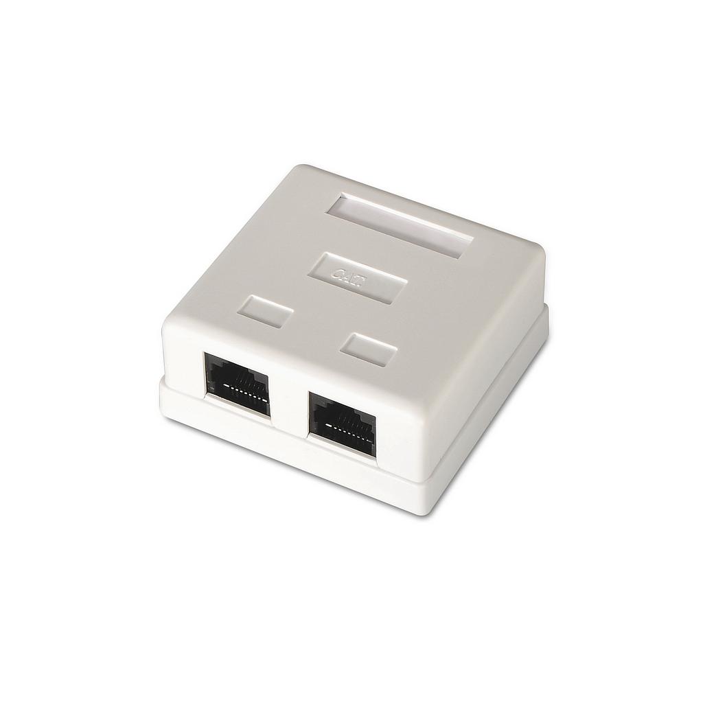 AISENS - ROSETA DE SUPERFICIE RJ45 CAT.6 UTP 2 TOMAS, BLANCO (Ref.A139-0302)