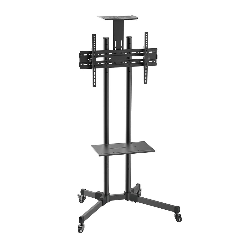 AISENS - SOPORTE DE SUELO ECO CON RUEDA, BANDEJA PARA DVD Y SOPORTE DE CÁMARA PARA MONITOR/TV 50KG D (Ref.FT70TE-035)