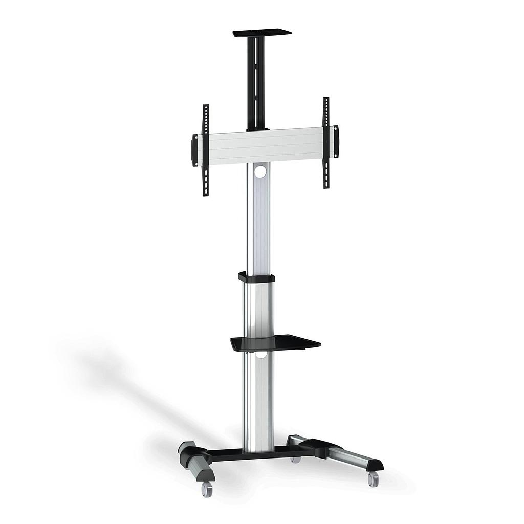 AISENS - SOPORTE DE SUELO PRO CON RUEDA, BANDEJA PARA DVD Y SOPORTE DE CÁMARA PARA MONITOR/TV 50KG D (Ref.FT70TRE-037)
