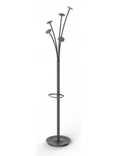 ALBA - PERCHERO DE PIE CON 5 GANCHOS GRANDES Y SOPORTE PARA PARAGUAS 355X1870 MM NEGRO (Ref.ALPMFEST NE)