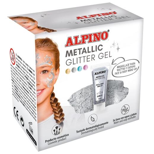 ALPINO - GEL CON PURPURINA METALLIC GLITTER CAJA 6U PLATA (Ref.DL000611)