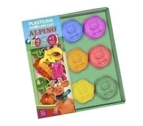 ALPINO - PLASTILINA KIT 6 COLS + MOLDES (Ref.DP000800)