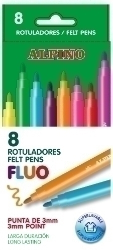 ALPINO - ROTULADOR FIBRA STANDARD FLUO ESTUCHE de 8 (Ref.AR001005)