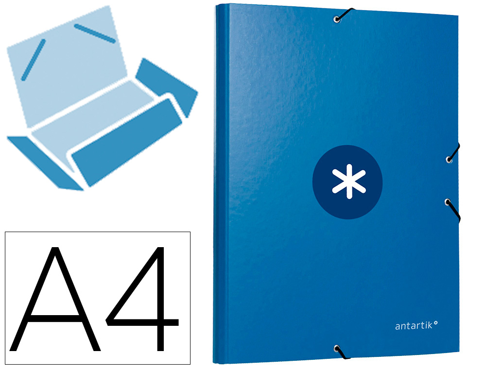 ANTARTIK - CARPETA LIDERPAPEL GOMAS A4 3 SOLAPAS CARTON FORRADO AZUL OSCURO (Ref.AW80)