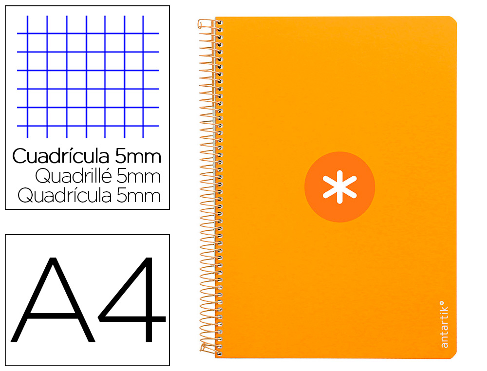 ANTARTIK - CUADERNO ESPIRAL LIDERPAPEL A4 MICRO TAPA DURA 80H 100GR CUADRO 5MM SIN BANDA4 TALADROS COLOR MOSTAZA (Ref.KB42)