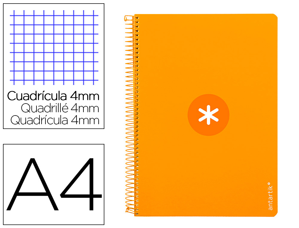 ANTARTIK - CUADERNO ESPIRAL LIDERPAPEL A4 TAPA DURA 80H 100GR CUADRO 4MM CON MARGEN COLOR MOSTAZA (Ref.KB39)